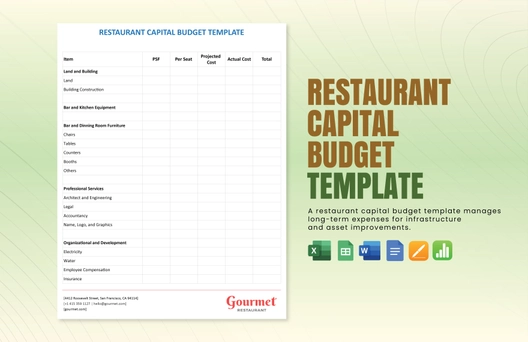 Restaurant Capital Budget Template