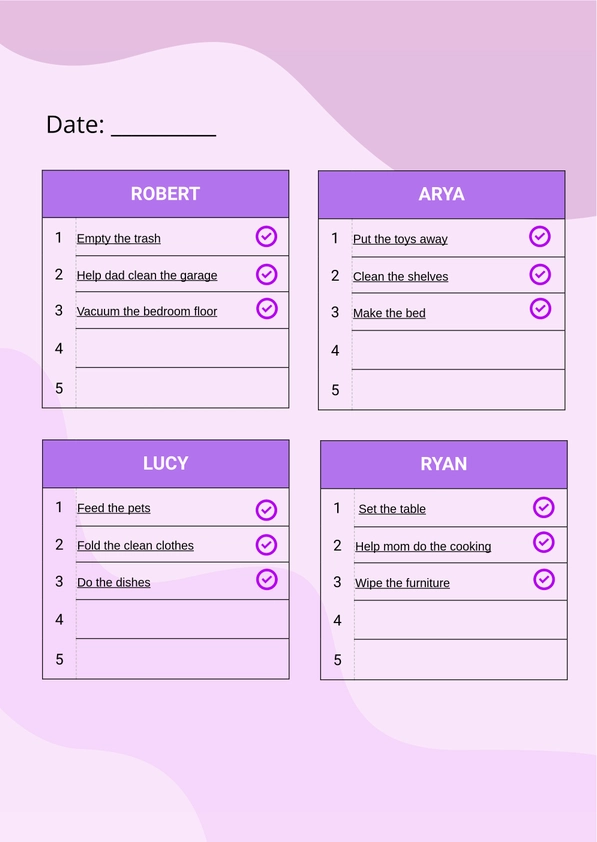 Chore Chart Template For Multiple Kids