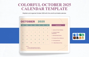 Colorful October 2025 Calendar