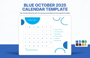 Blue October 2025 Calendar Template