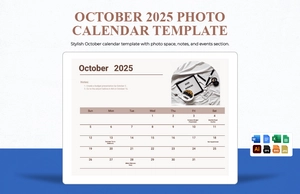 October 2025 Photo Calendar Template