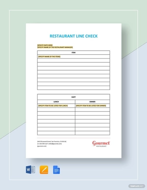 Restaurant Line Check Template