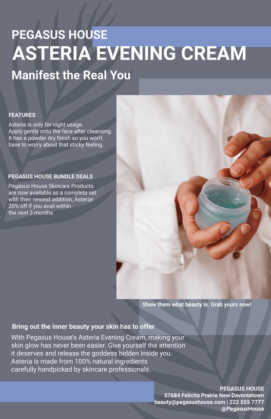 Skincare Product Sell Sheet Template