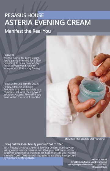 Free Skincare Product Sell Sheet Template to Edit Online