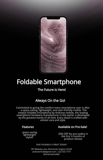Free Smartphone Product Sell Sheet Template to Edit Online