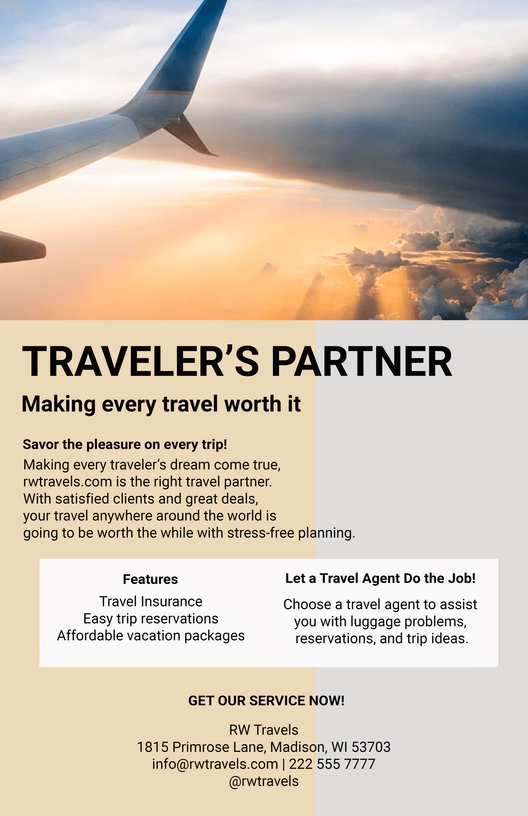 Travel Website Product Sell Sheet Template