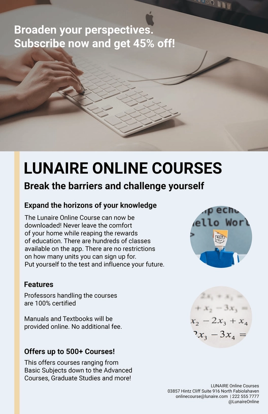Education App Product Sell Sheet Template