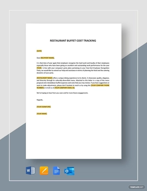 Restaurant Buffet Cost Tracking Letter
