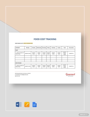 Food Cost Tracking Template
