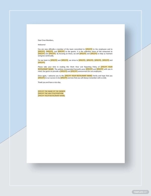 Restaurant Work Hours and Reporting Policy Template