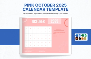 Pink October 2025 Calendar