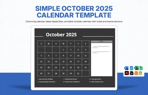 Simple October 2025 Calendar Template