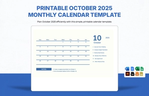 Printable October 2025 Monthly Calendar Template Printable October 2025 Monthly Calendar Template