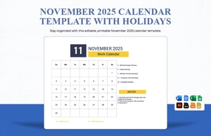 November 2025 Calendar Template With Holidays