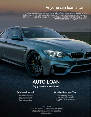 Free Auto Loan Product Sell Sheet Template to Edit Online
