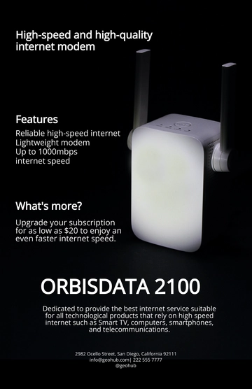 Free Satellite Modem Product Sell Sheet Template to Edit Online