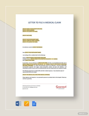 Restaurant Letter to File a Medical Claim