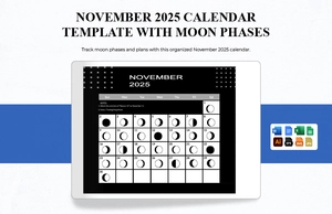November 2025 Calendar Template With Moon Phases