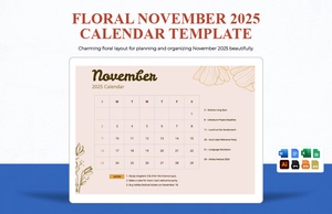 Floral November 2025 Calendar Template