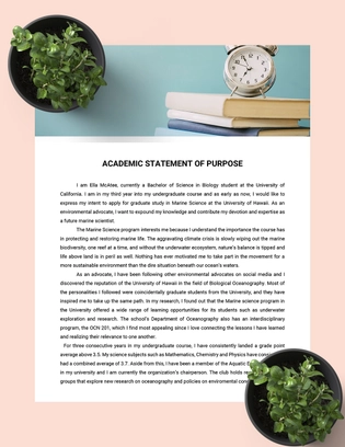 Academic Statement Of Purpose Template Academic Statement Of Purpose Template