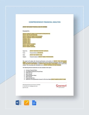 Restaurant Financial Analysis Template Restaurant Financial Analysis Template