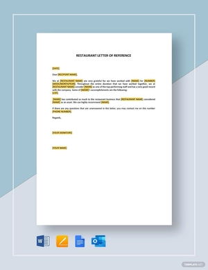 Restaurant Letter of Reference Short