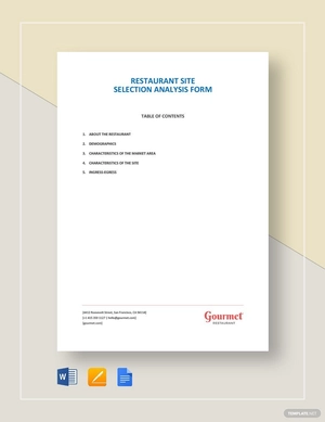 Restaurant Site Selection Analysis Form Template