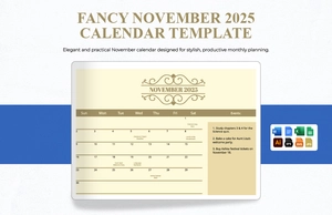 Fancy November 2025 Calendar