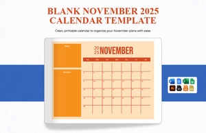 Blank November 2025 Calendar Template