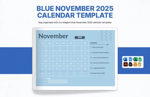 Blue November 2025 Calendar Template