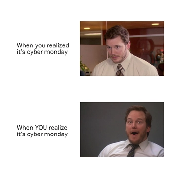 Free Happy Cyber Monday Meme Template to Edit Online