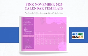 Pink November 2025 Calendar