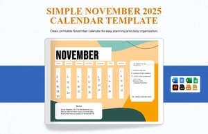 Simple November 2025 Calendar