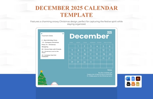 December 2025 Calendar Template