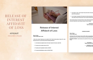 Release Of Interest Affidavit Of Loss