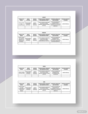 Restaurant Marketing Planning Calendar Template