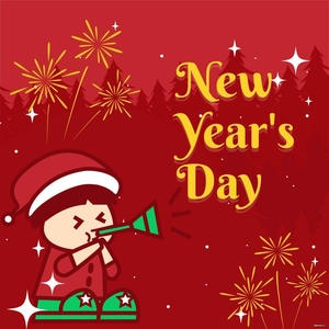 New Year's Day Cartoon Vector