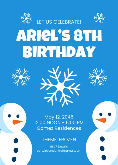 Modern Frozen Birthday Invitation Template