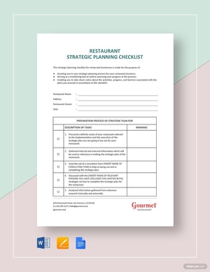 Restaurant Strategic Planning Checklist Template
