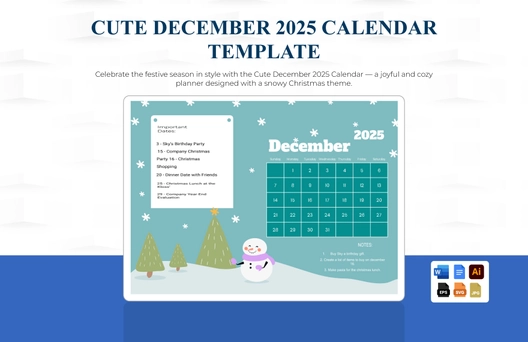 Cute December 2025 Calendar