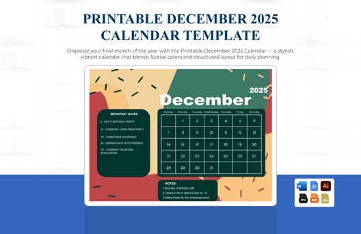 Printable December 2025 Calendar