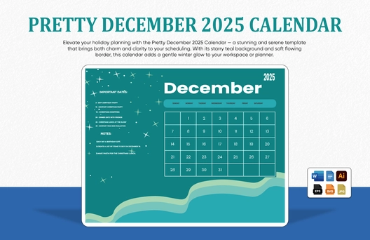 Pretty December 2025 Calendar