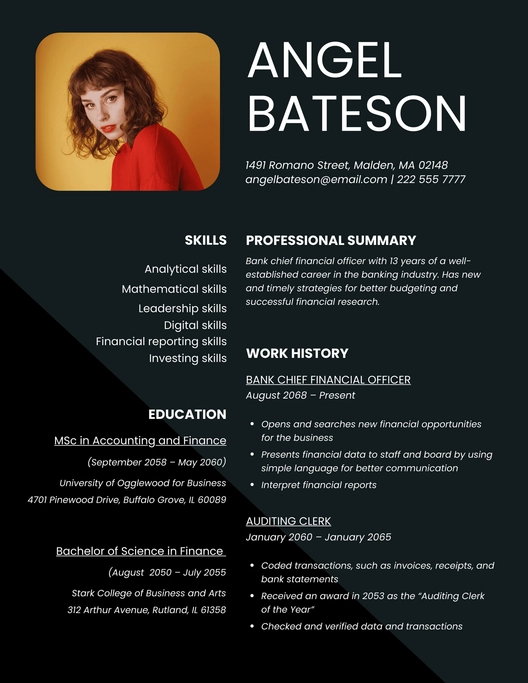 Bank Chief Financial Officer Resume