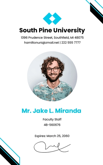 College Teacher ID Card Template