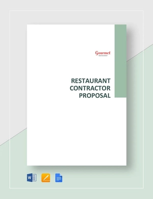 Restaurant Contractor Proposal Template Restaurant Contractor Proposal Template