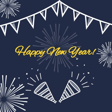Free New Year's Day Sketch Clipart Template to Edit Online