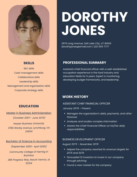 Assistant Chief Financial Officer Resume