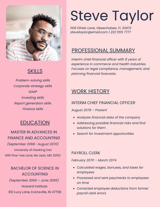 Interim Chief Financial Officer Resume