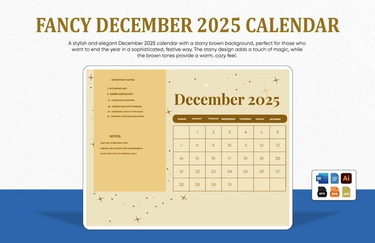 Fancy December 2025 Calendar