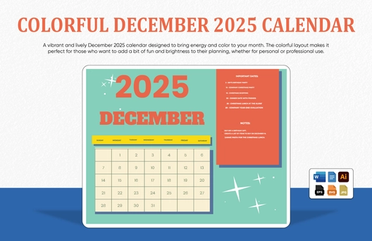 Colorful December 2025 Calendar